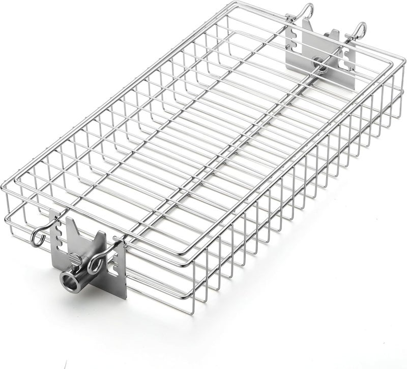 TURBRO Flat Rotisserie Basket, 304 Stainless Steel, Universal Grill Accessory, Compatible with 1/2” or 3/8" Hexagon, 3/8" or 5/16" Square Spit Rods, Fits Most Grills, for Outdoor BBQ - Image 1